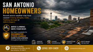 Roofing service advertisement for homeowners
