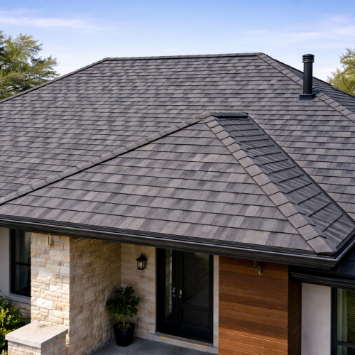 Modern roof with textured shingles